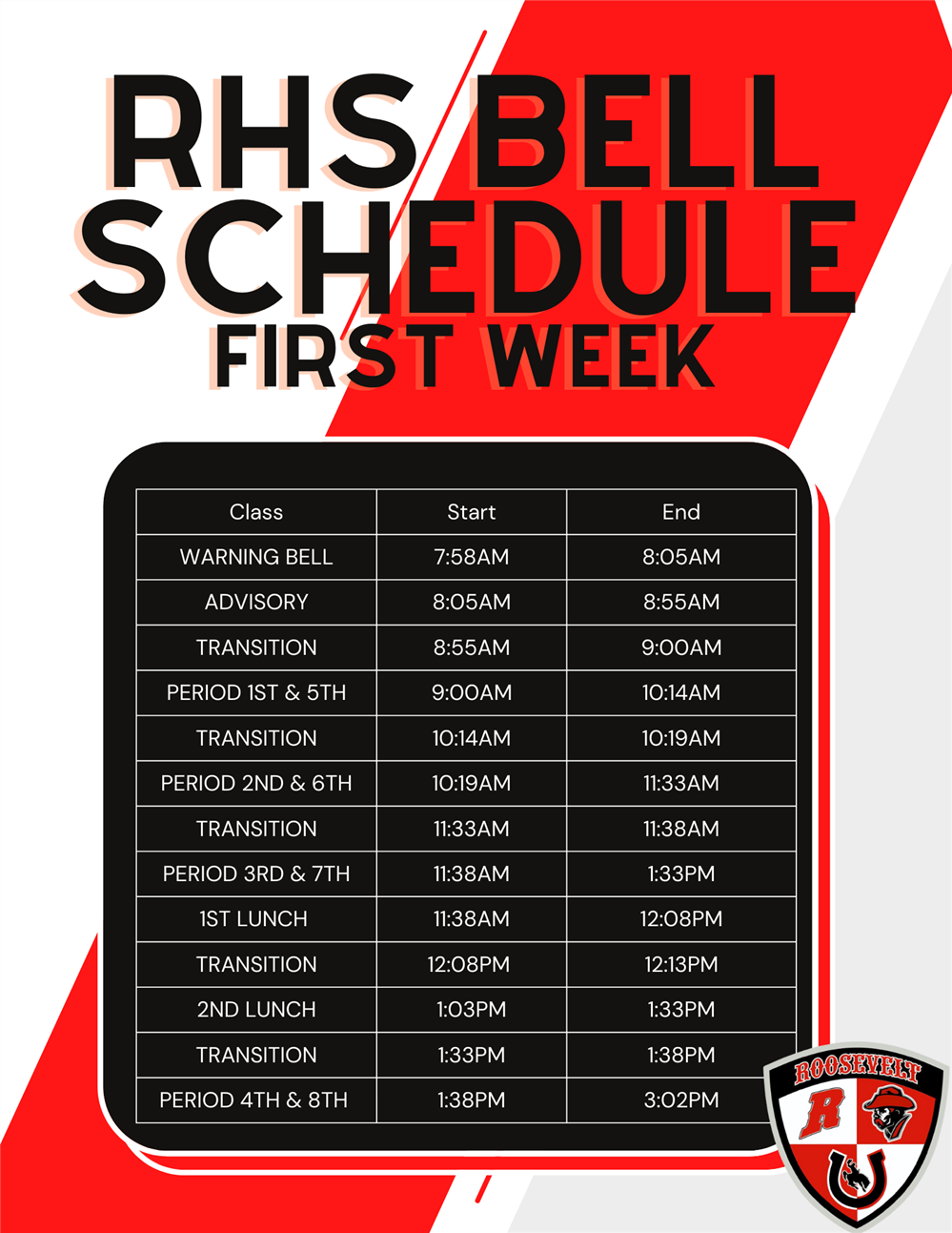 1st Week Bell Schedule 